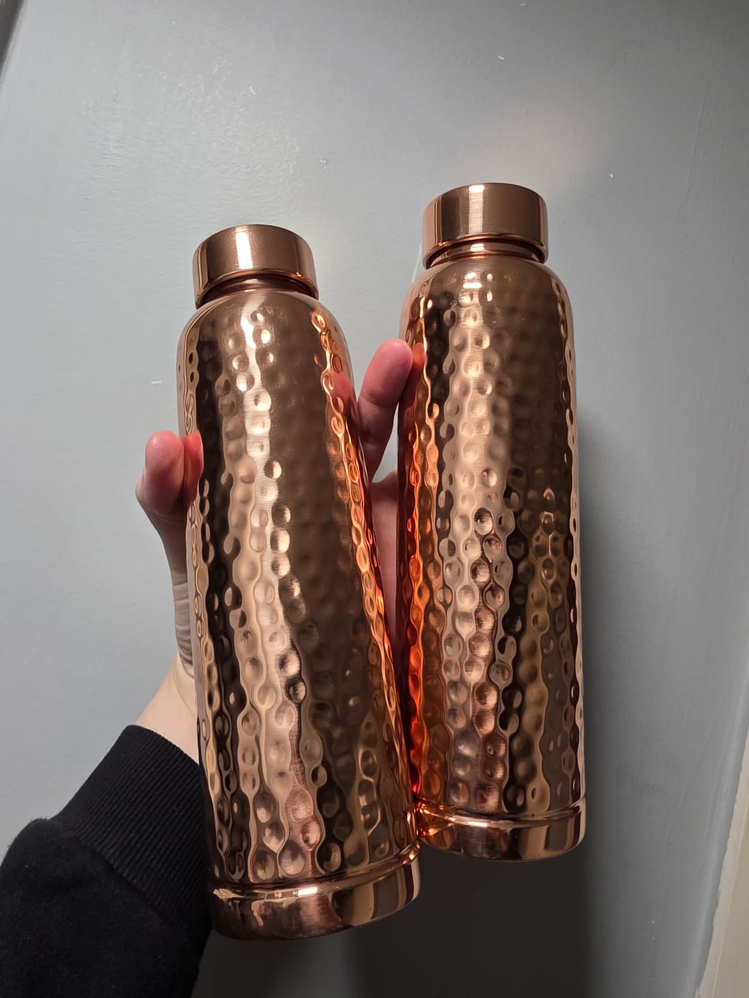 Customer photo review of Hammered Copper Gift Set - 2 Bottles & 2 Cups