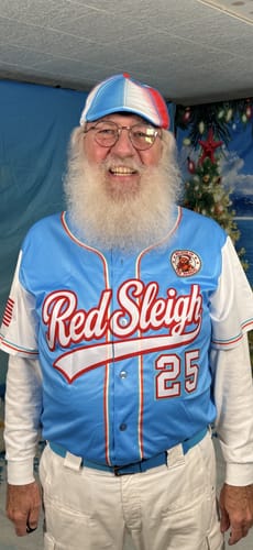 Customer photo review of Custom Light Blue Royal-White Stripe Fashion Raglan Sleeves Authentic Baseball Jersey
