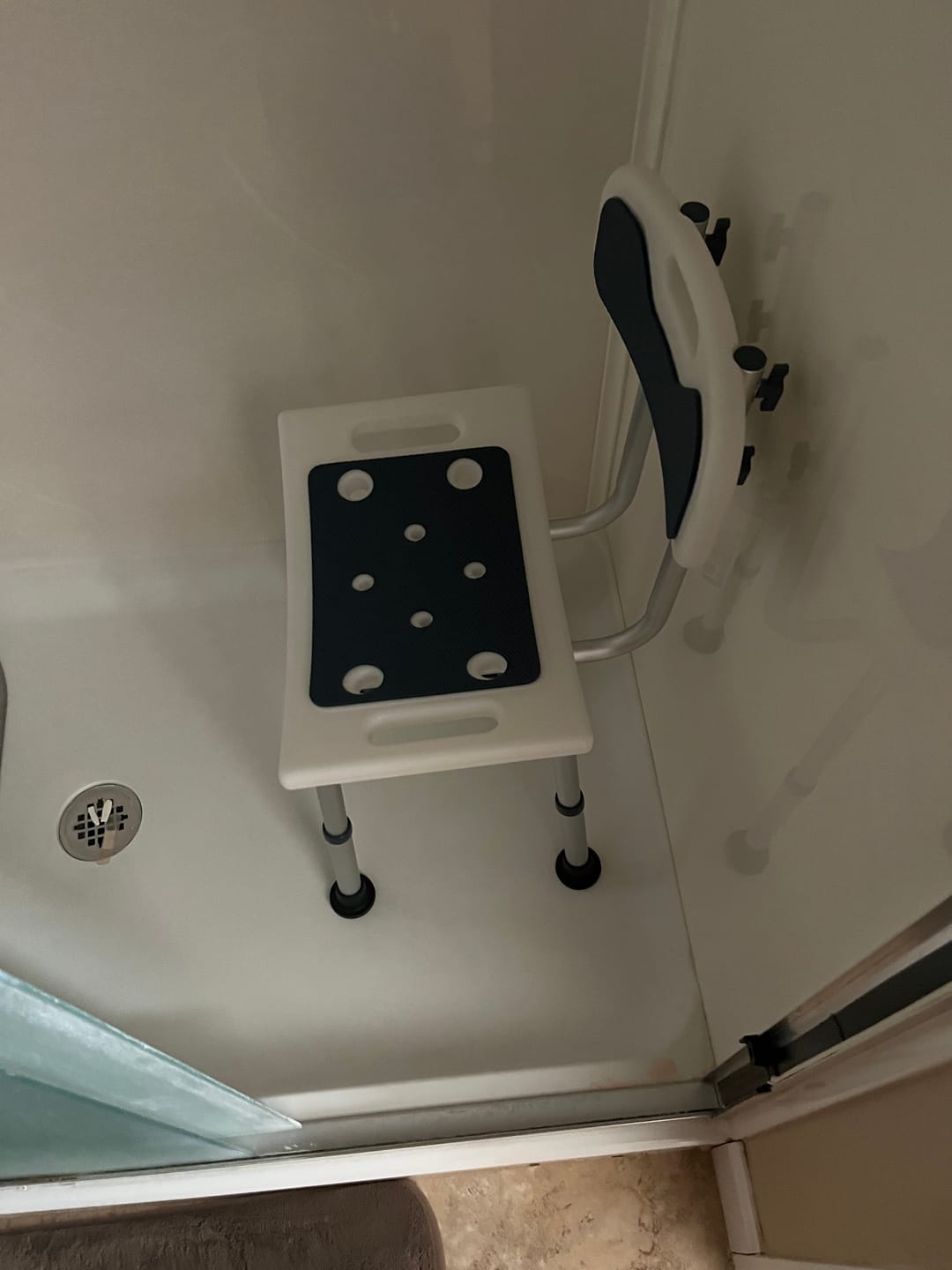 Customer photo review of Adjustable Shower Chair with Backrest