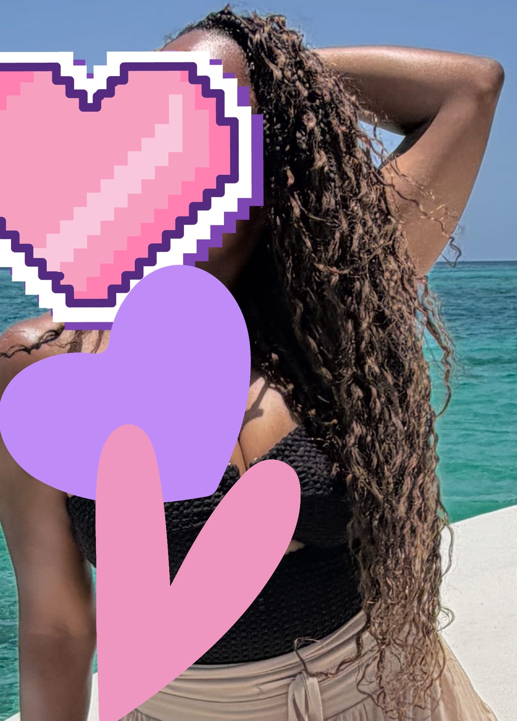 Customer photo review of #T1B/4 Medium Brown Deep Wave Human Crochet Hair with Dark Roots