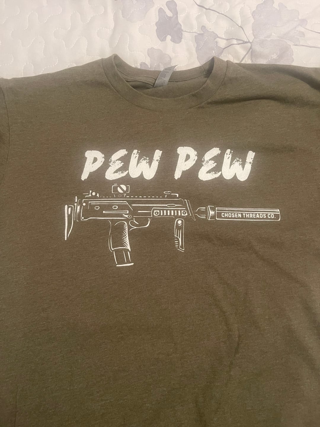 Customer photo review of Pew Pew Tactical T-Shirt