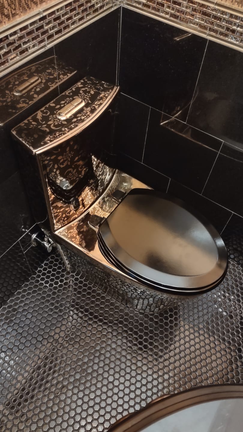 Customer photo review of Contemporary One Piece Flush Toilet Floor Mounted Golden Urine Toilet for Washroom