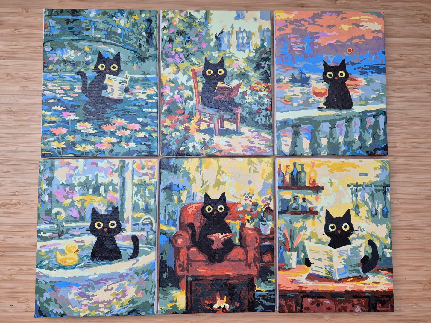 Customer photo review of Mini Peinture par numéros 15x20cm (6 pièces) - Chat Style Claude Monet