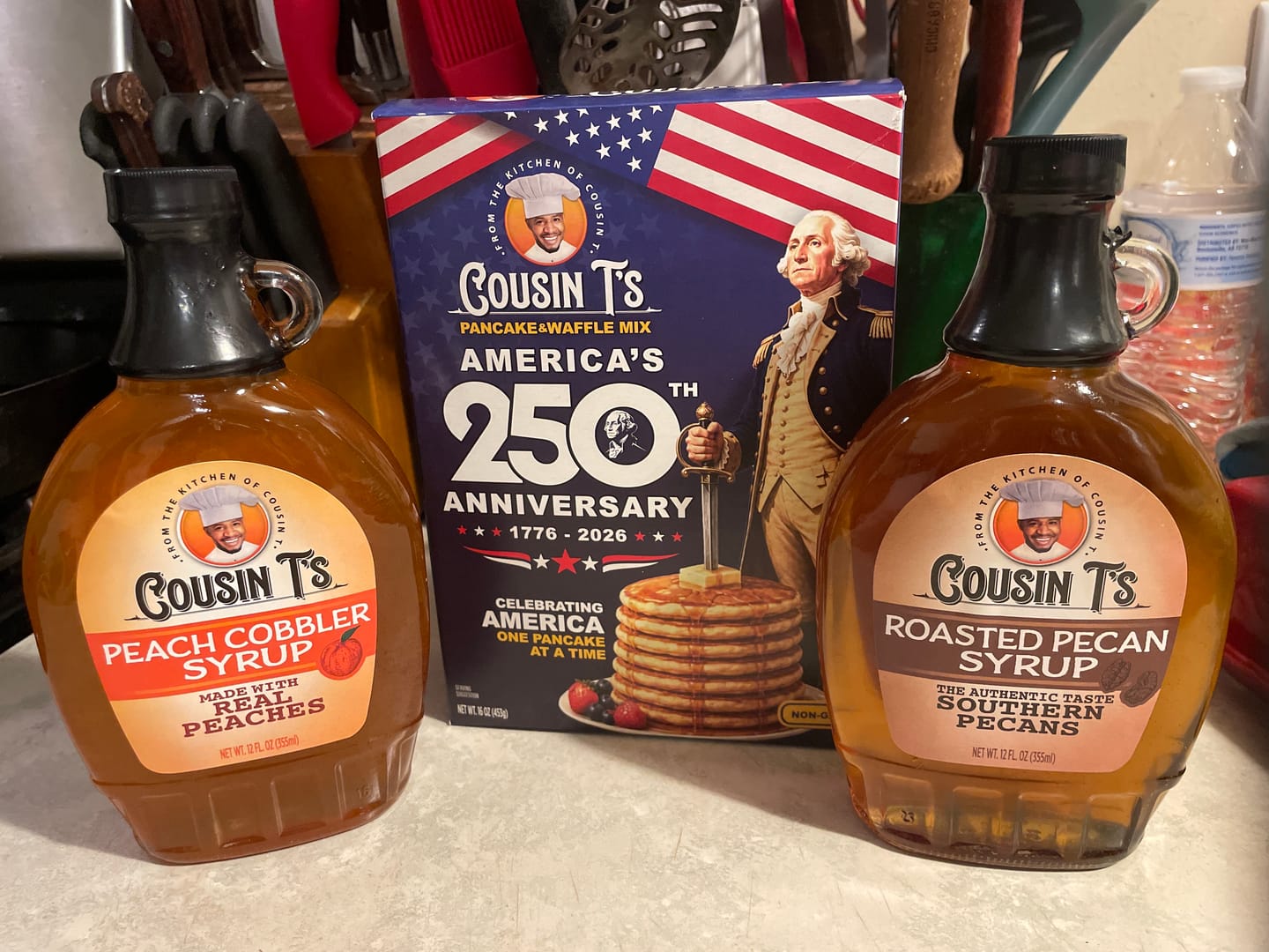 Customer photo review of Cousin T's 250th Anniversary Pancake & Waffle Mix