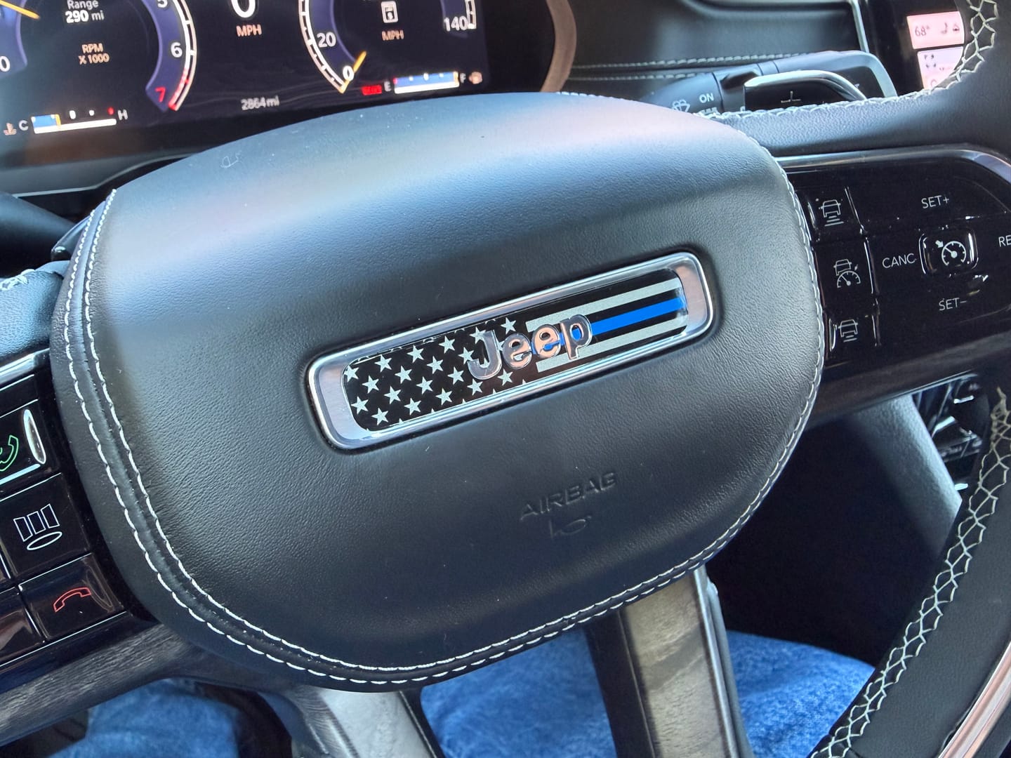 Customer photo review of First Responder Flag Steering Wheel Decal for Jeep