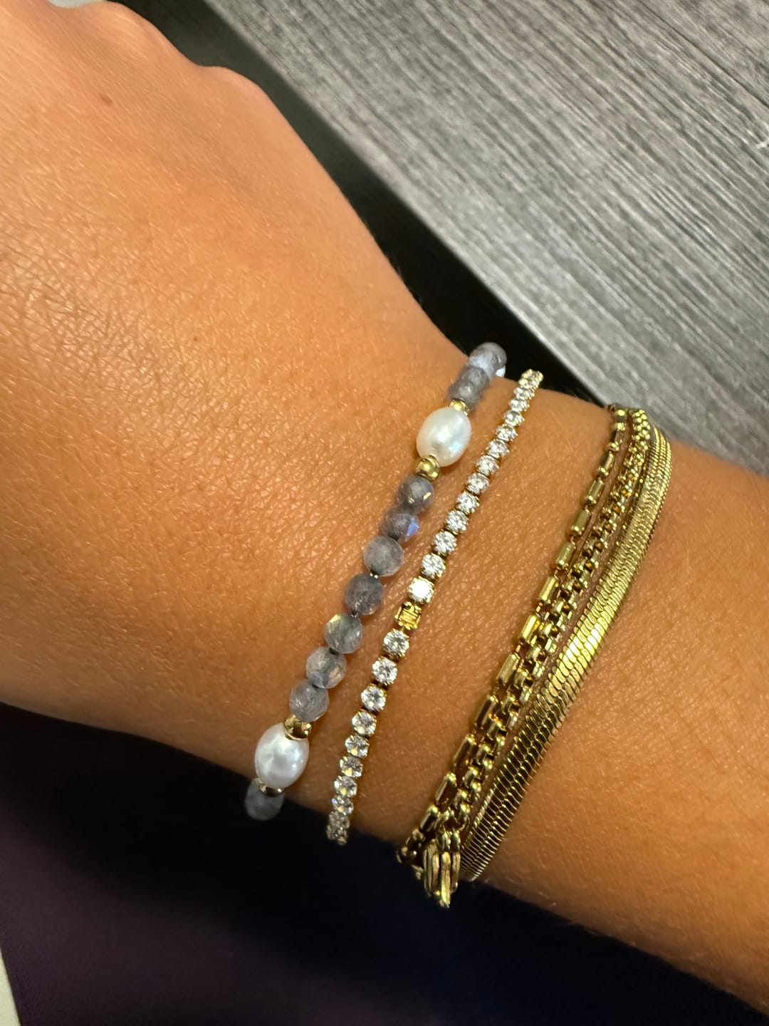 Customer photo review of Cordelia Gold Tennis Bracelet