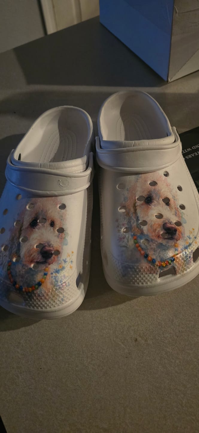 Customer photo review of Watercolor - Personalized Clogs
