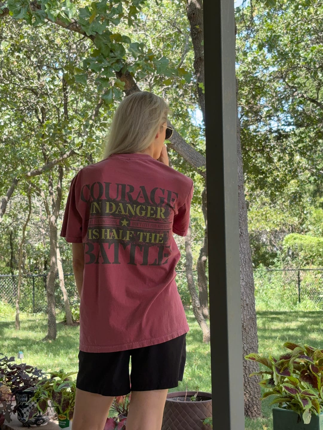 Customer photo review of Courage in Danger T-Shirt