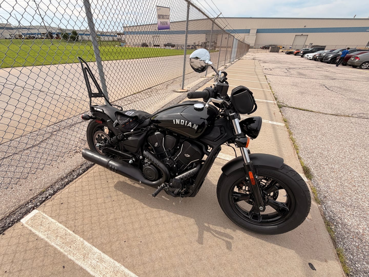 Customer photo review of Iron Born Blade 25" Sissy Bar with Foldable Luggage Rack for 2025+ Indian Scout Sixty Bobber Matte Black