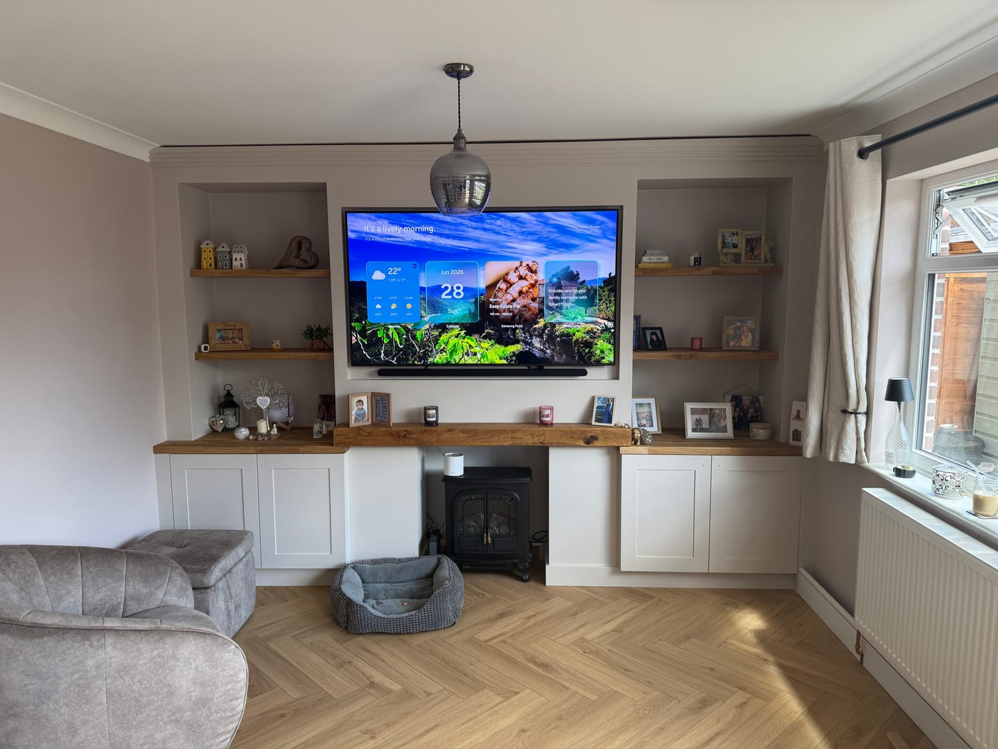 Customer photo review of Rustic Oak Fireplace Beam – 15cm × 10cm Mantel Beam