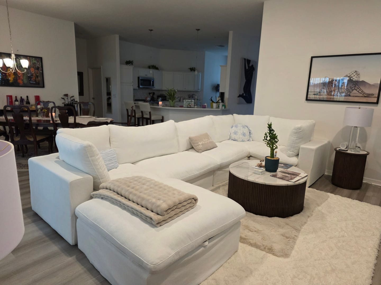 Customer photo review of Classic Modular 5-Seater Corner Sectional + Ottoman in White — Nationwide