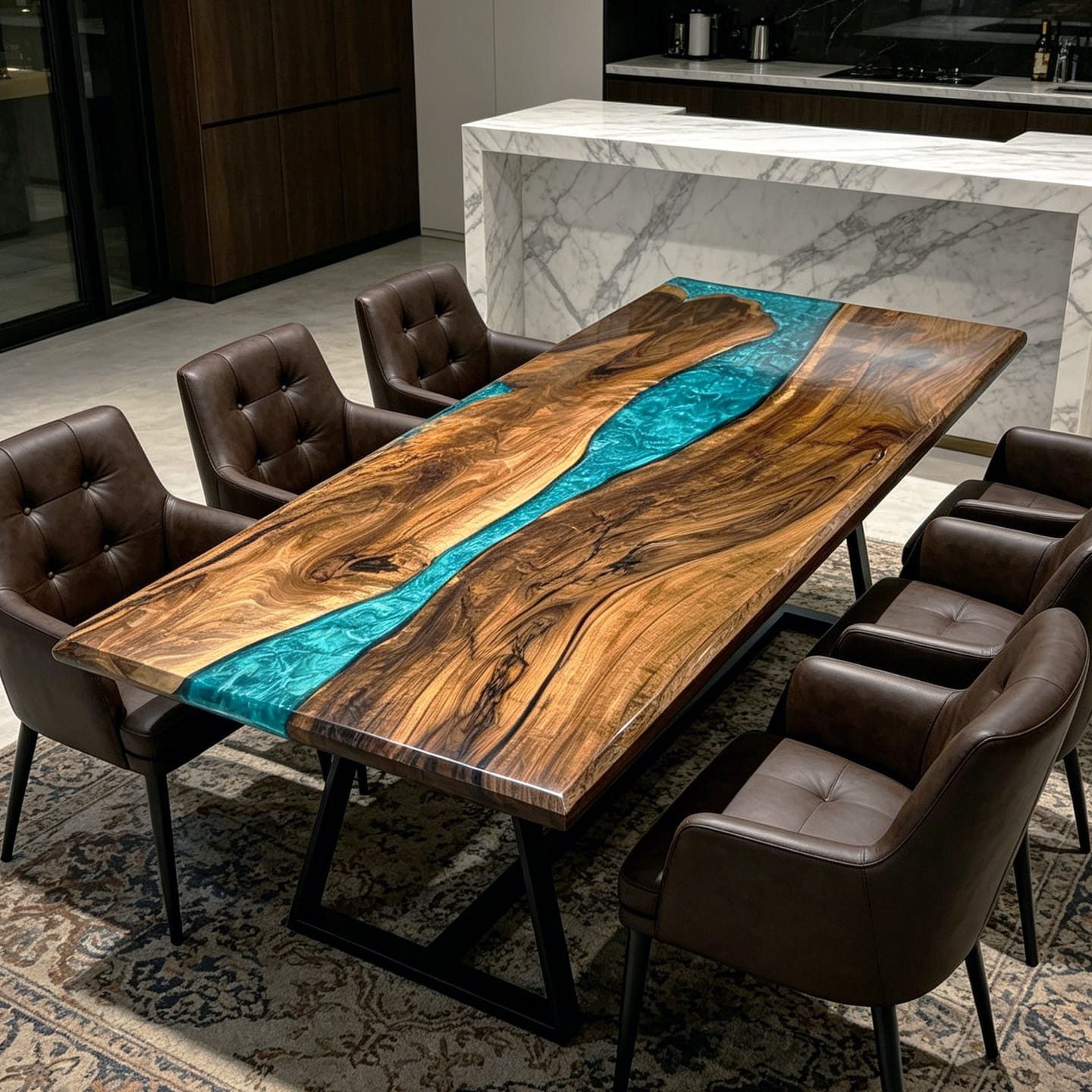 Customer photo review of Versatile Black Walnut River Epoxy Table - Hand-Polished Furniture for Metropolitan Luxury CT96