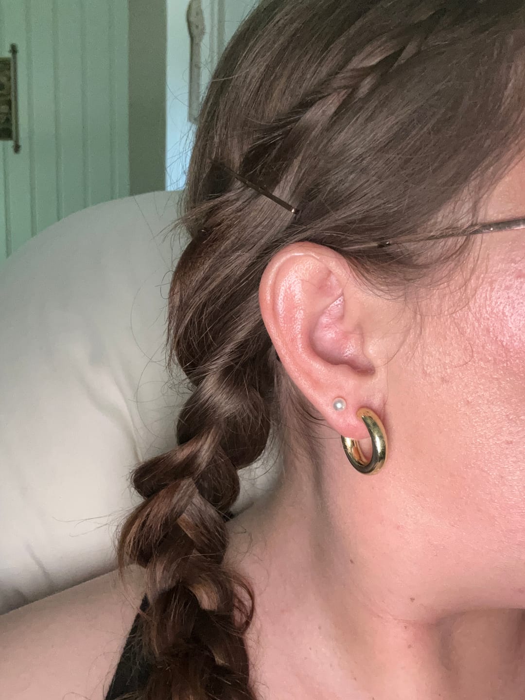 Customer photo review of Faux Pearl Studs Hypoallergenic Earrings for Sensitive Ears with Plastic Posts