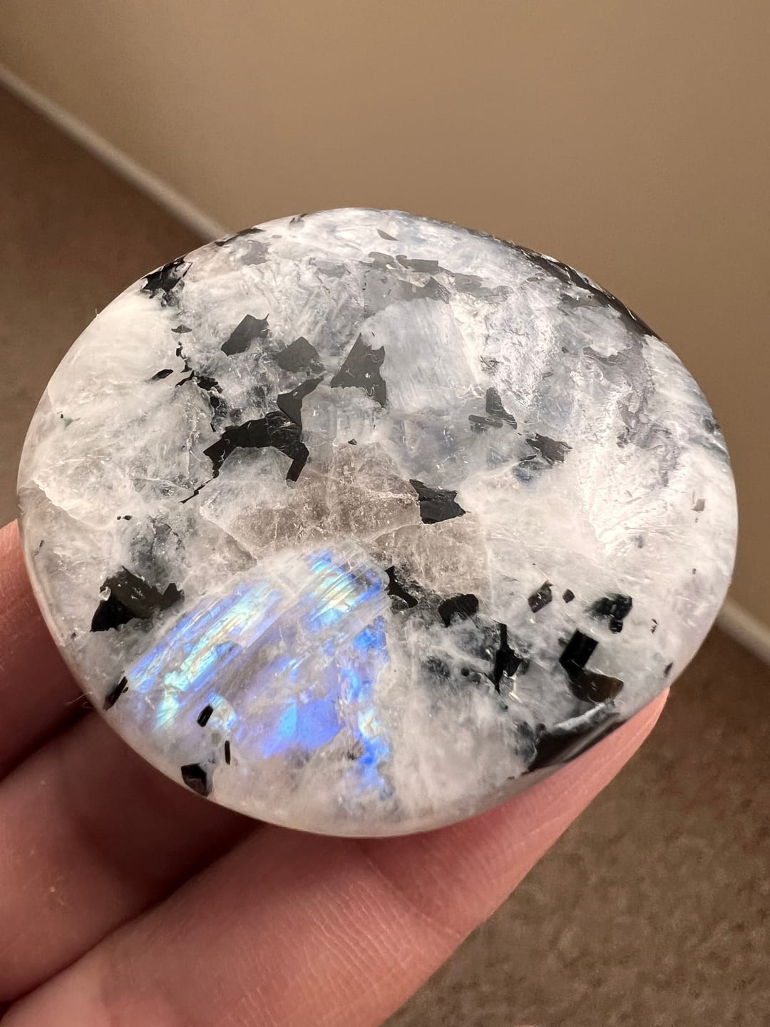 Customer photo review of Rainbow Moonstone Palmstone #2