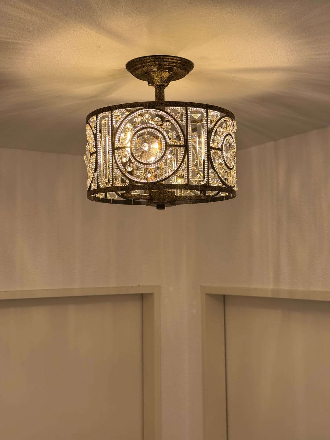 Customer photo review of Modern Retro 3-Light Bronze  Cage Chandelier