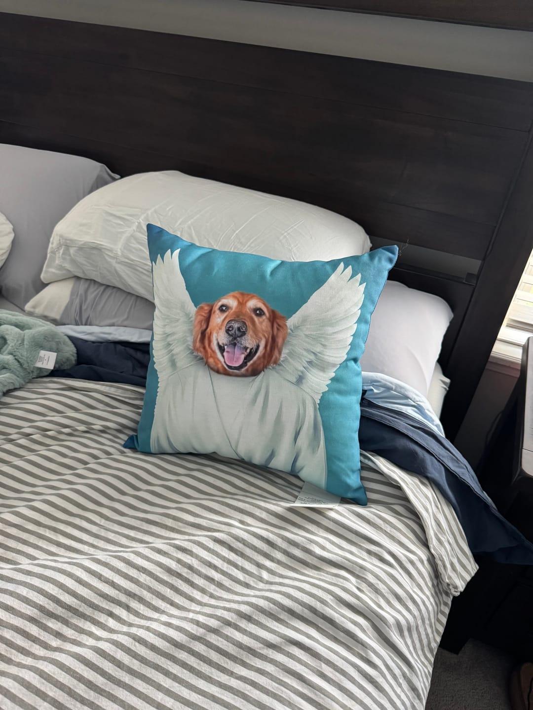 Customer photo review of 'The Angel' Personalized Pet Throw Pillow