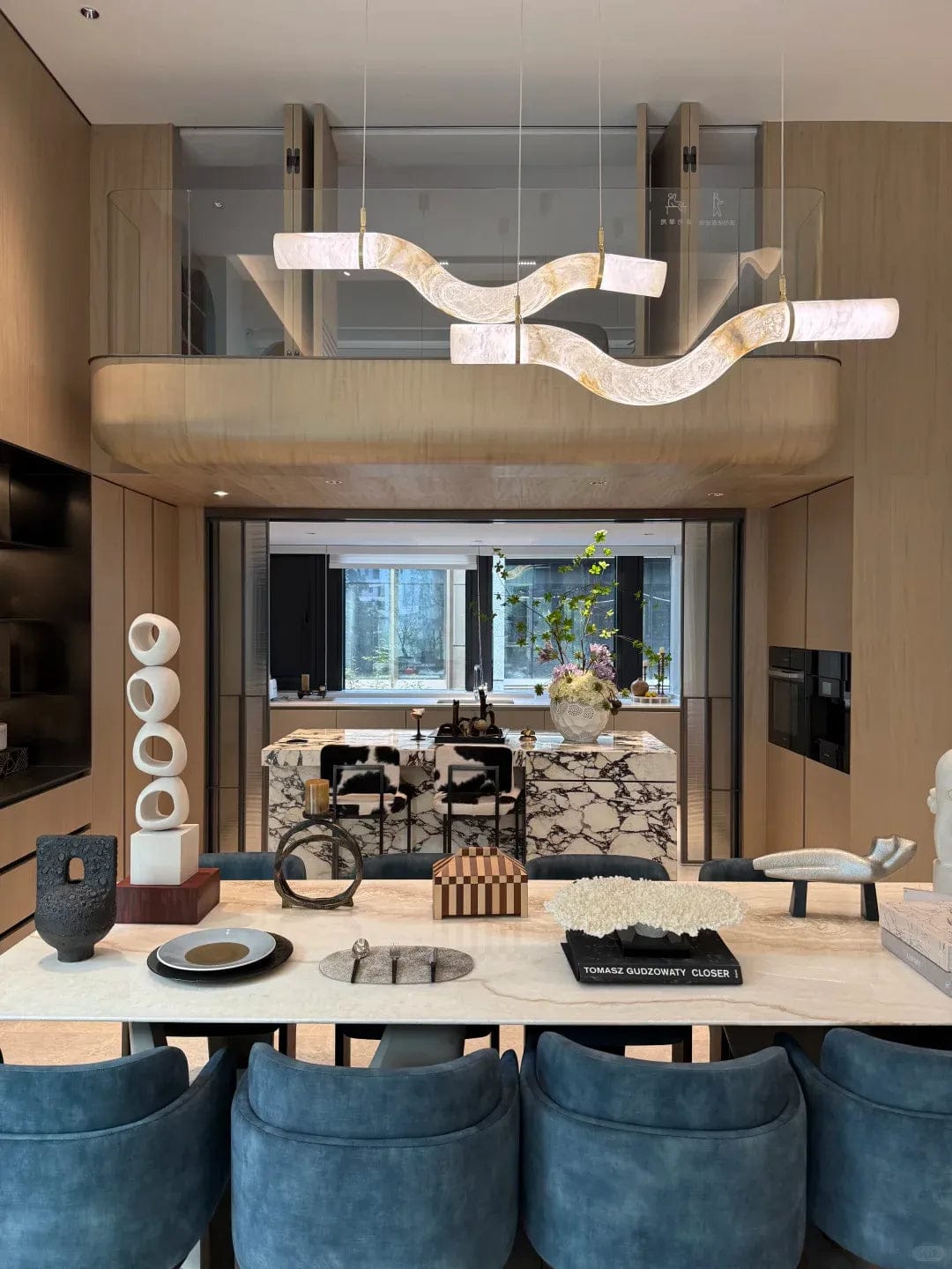 Customer photo review of Streamlined Alabaster Linear Pendant Light