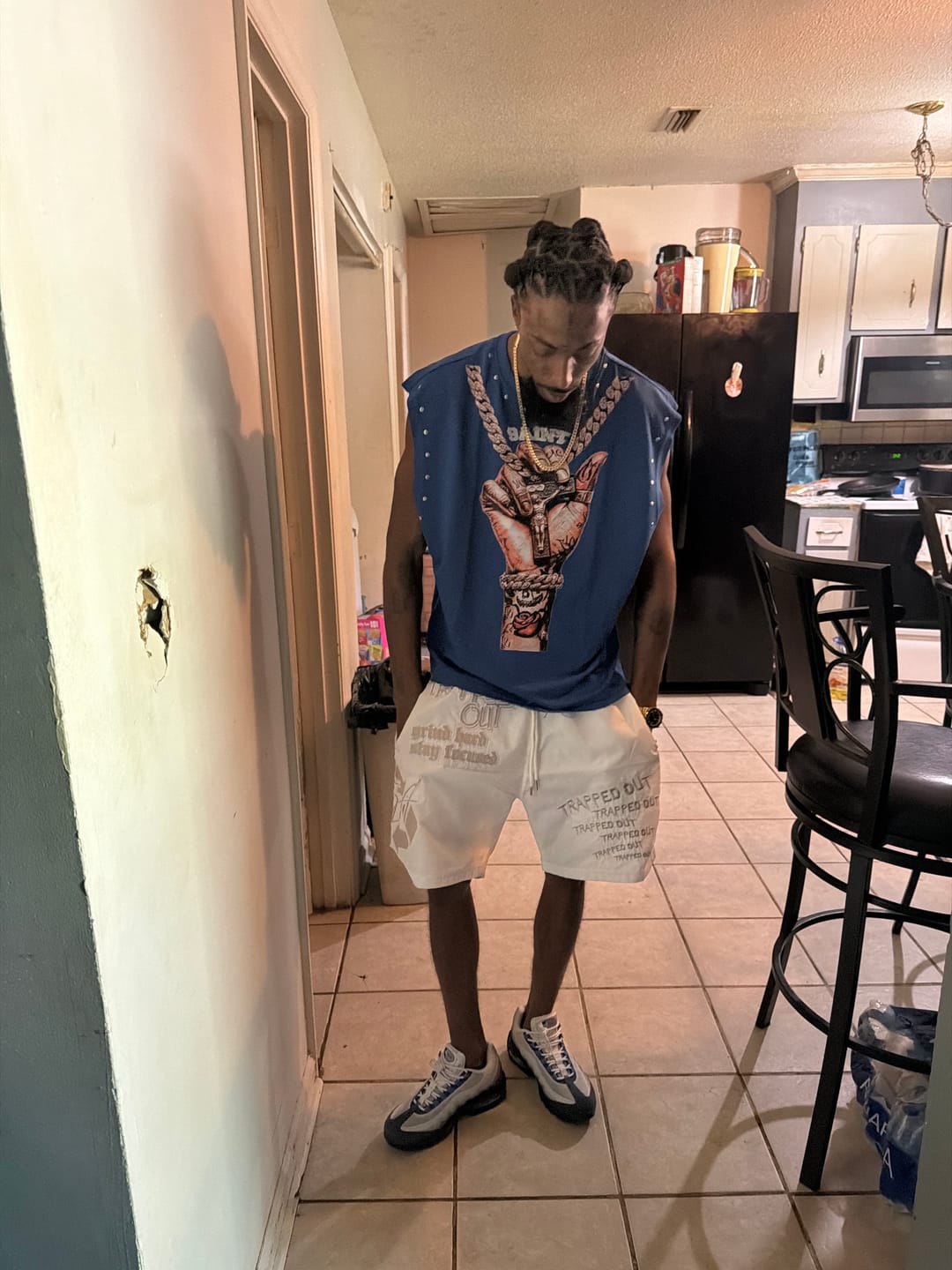 Customer photo review of Windbreaker Shorts - Red/Blue