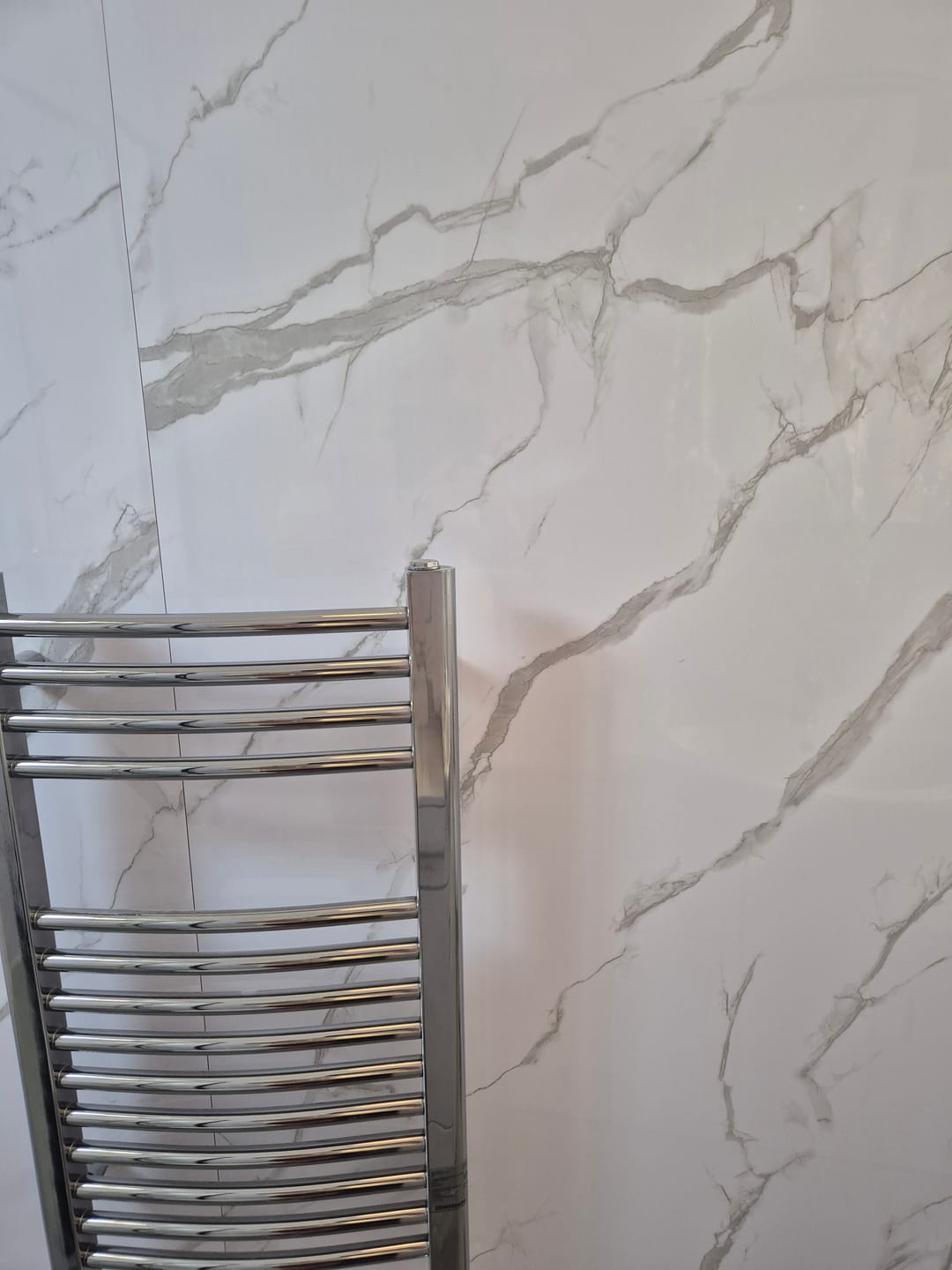 Customer photo review of Premium Carrara White Marble Gloss Shower Wall Panel - 1M x 2.4M