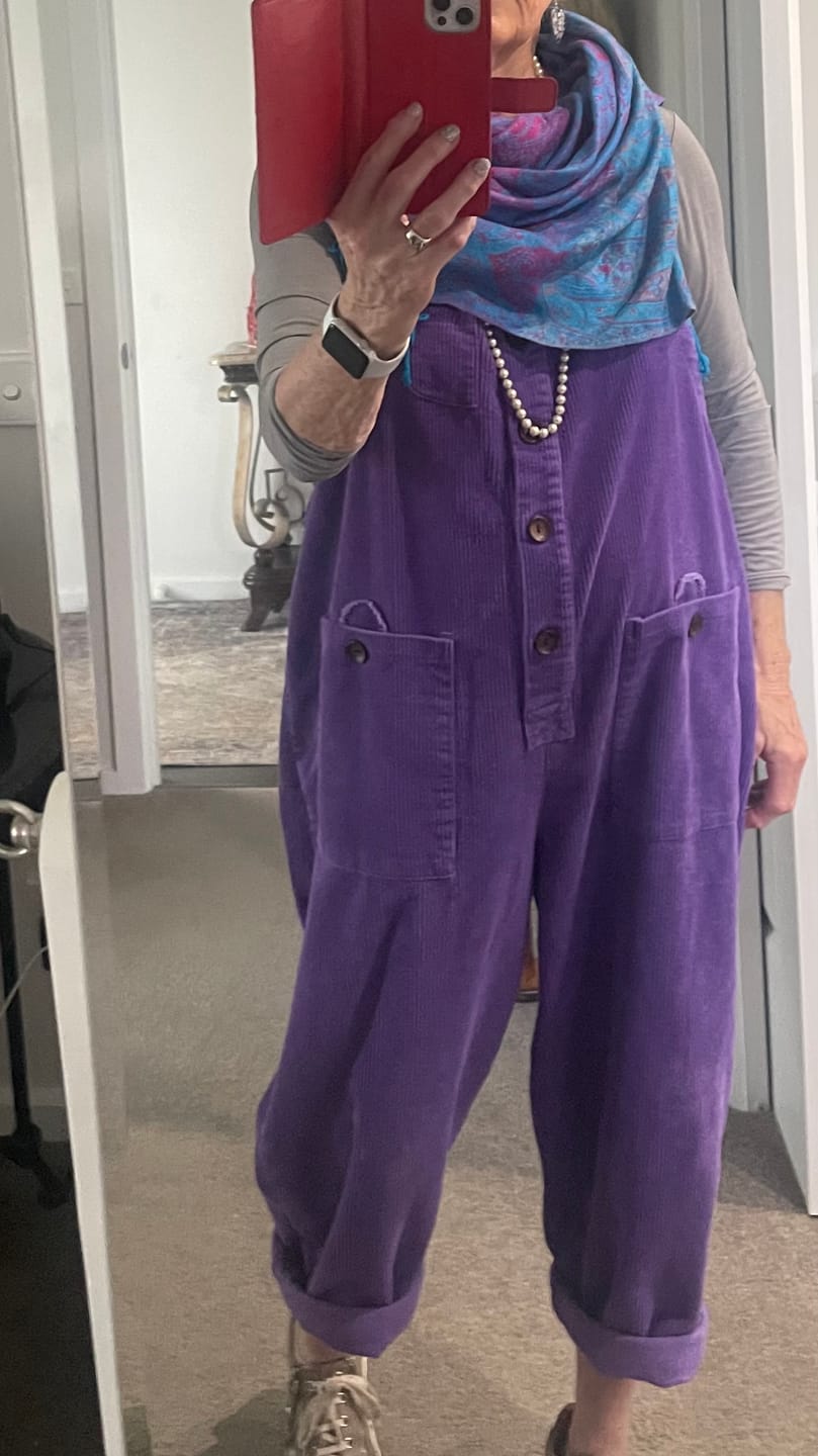 Customer photo review of Plus Size Women Vintage Solid Corduroy Jumpsuits