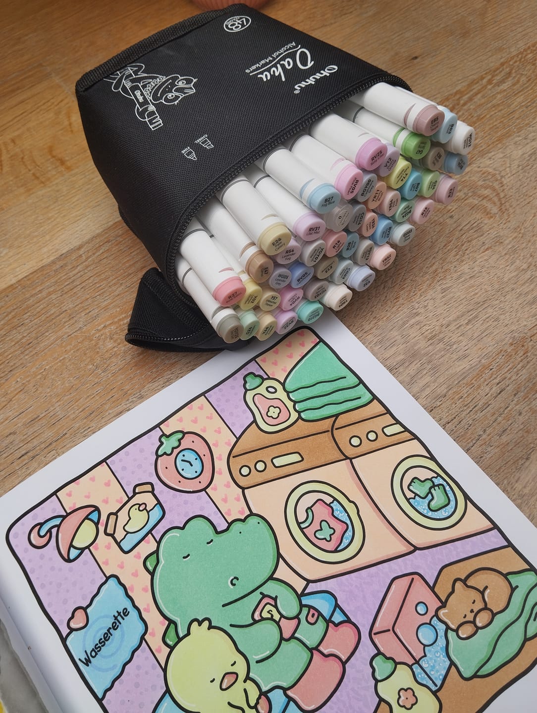 Customer photo review of Ohuhu Oahu 48 Pastel Colors Dual Tips Alcohol Art Markers, Fine & Chisel (New Color Codes)