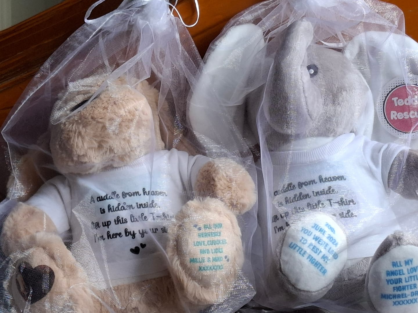 Customer photo review of A Cuddle from Heaven Personalised Photo Teddy Bear