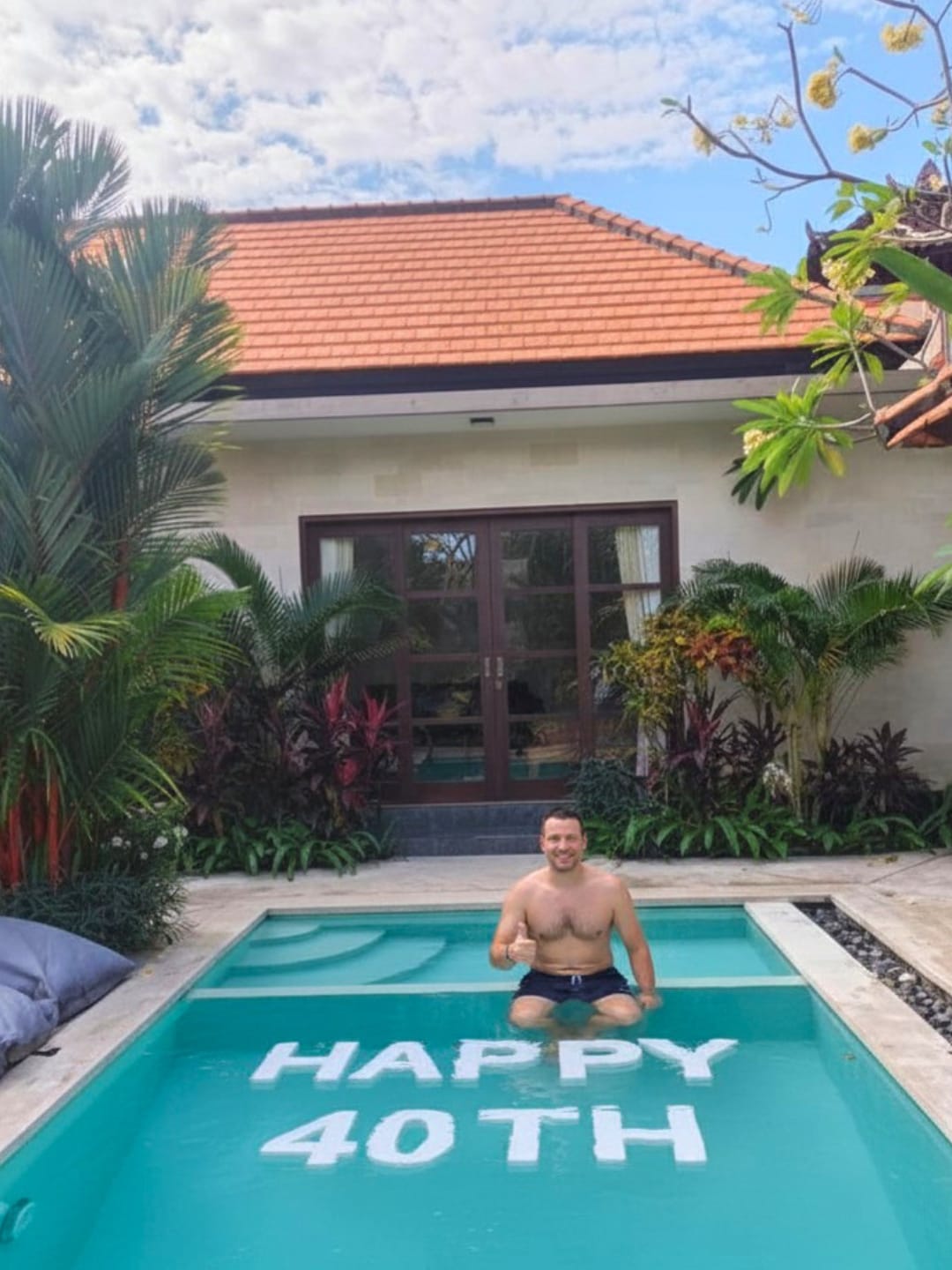 Customer photo review of Floating Letters – Custom Pool Message Setup