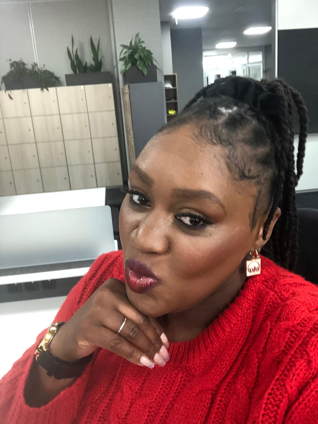 Customer photo review of Gold Pearl Square Drop Earring