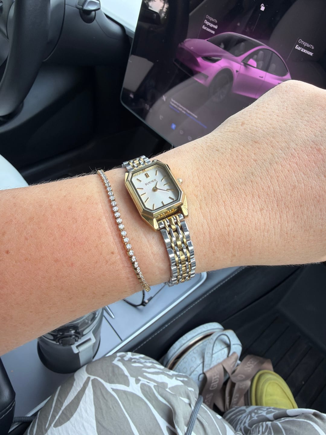 Customer photo review of Ava Petite Gold White Bracelet