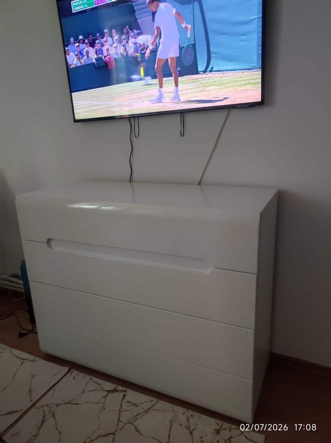 Customer photo review of Comoda AZTECA TRIO, alb, PAL, cu sertare, 105x41x84 cm