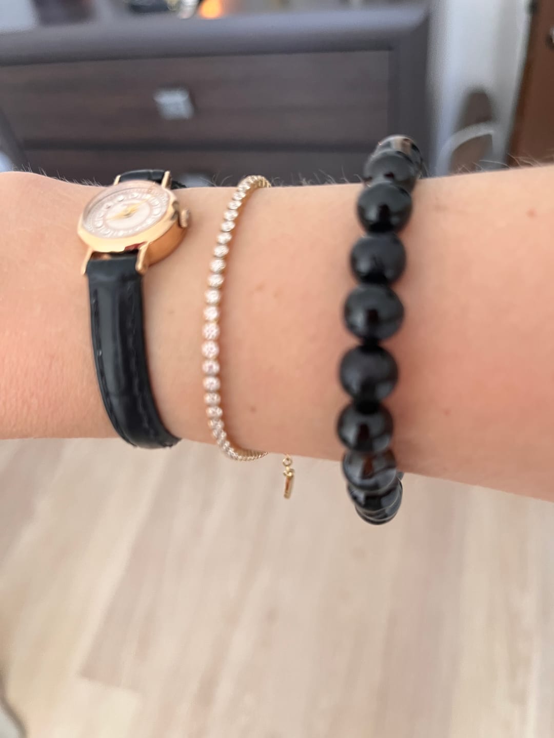 Customer photo review of Ava Petite Gold White Bracelet
