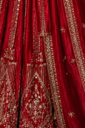 Customer photo review of Red Crunchy Silk Embroidered Anarkali Gown Set