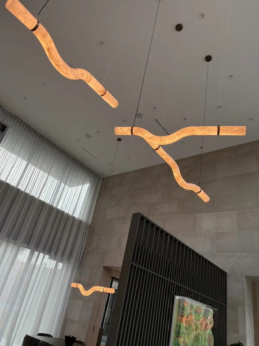 Customer photo review of Streamlined Alabaster Linear Pendant Light