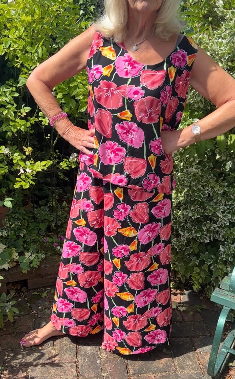 Customer photo review of Flower Drawings on Black Viscose Challis Fabric