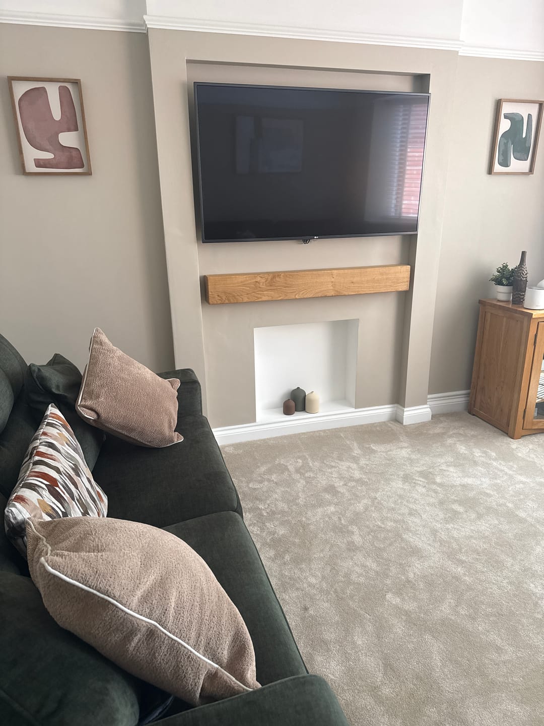 Customer photo review of Rustic Oak Fireplace Beam – 15cm × 10cm Mantel Beam