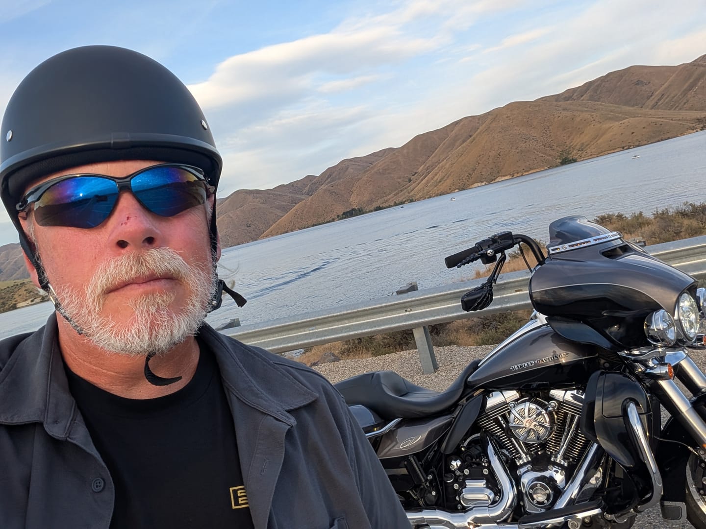 Customer photo review of Smallest & Lightest DOT Reversible Helmet Curved Style - Matte Black