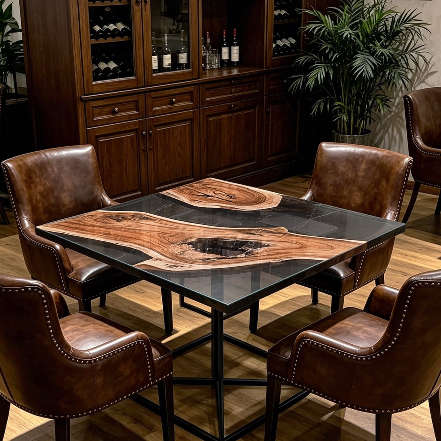 Customer photo review of Custom Square Wood Black Translucent Resin Epoxy Table QCT1