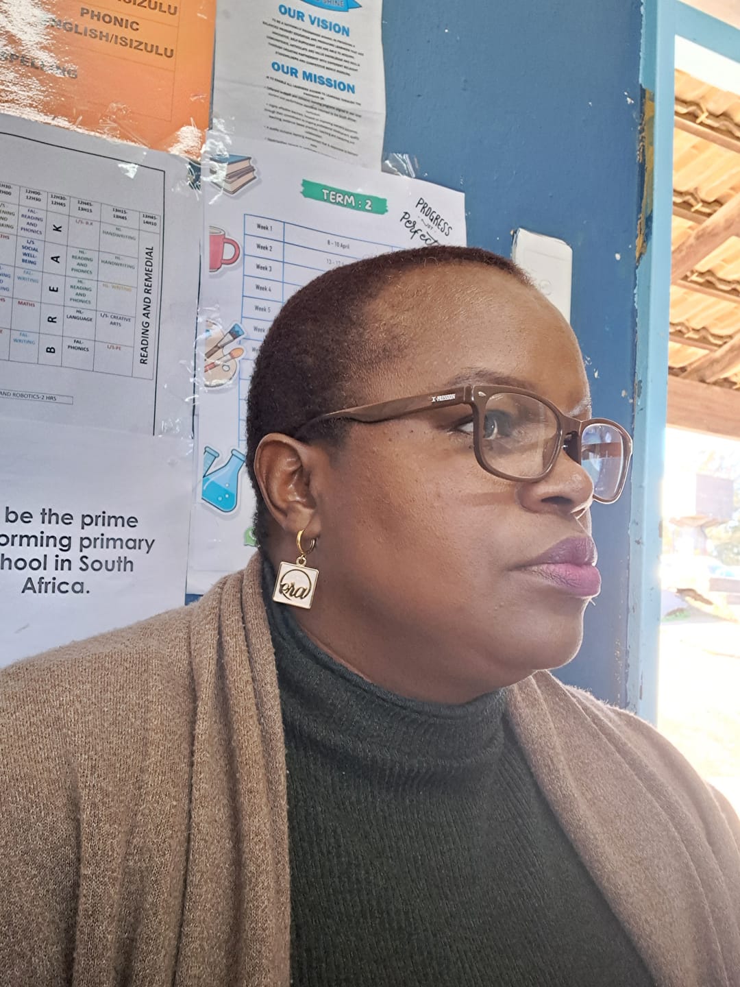 Customer photo review of Gold Pearl Square Drop Earring