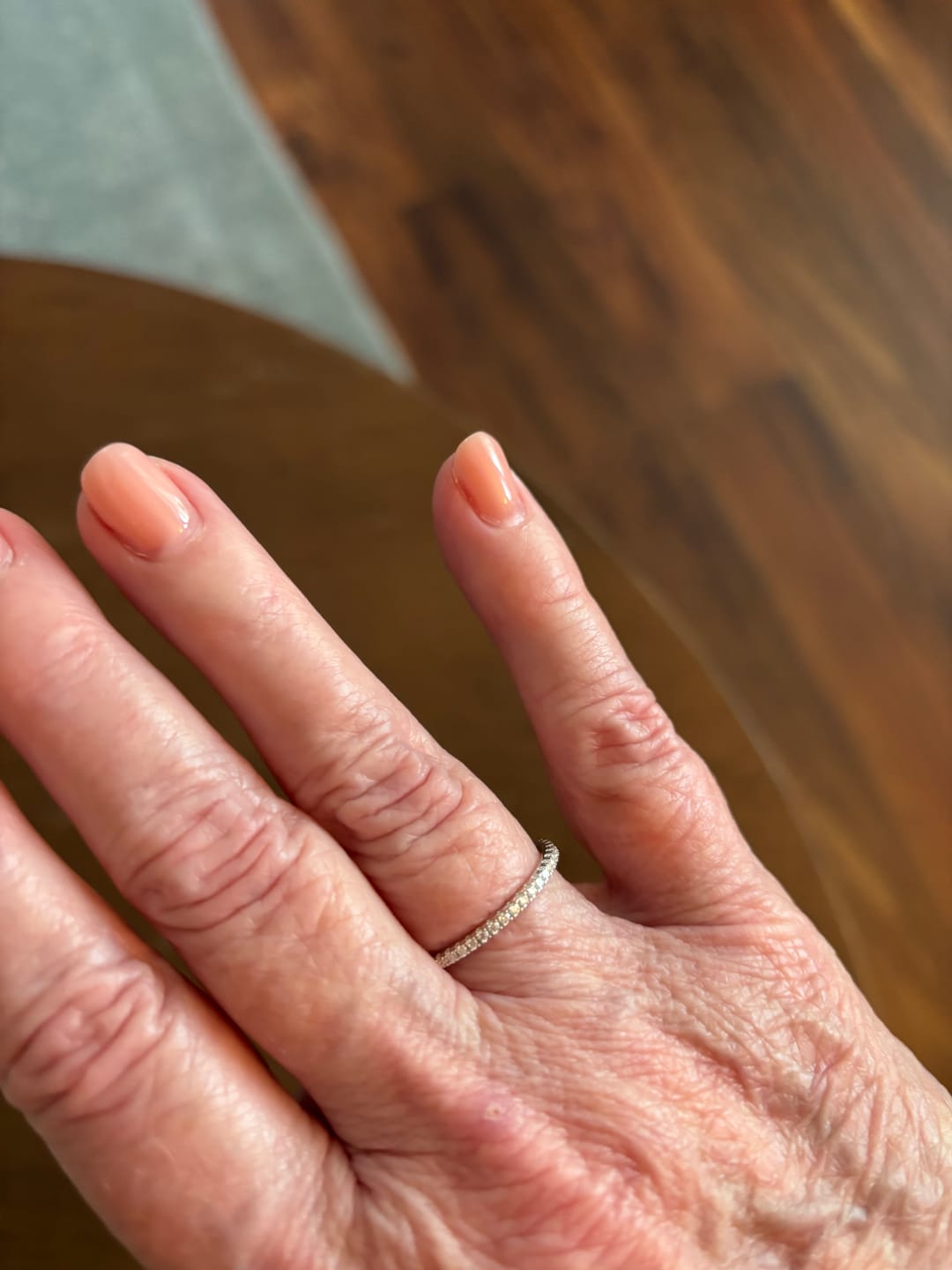 Customer photo review of 1.5mm Moissanite Slim Eternity Ring