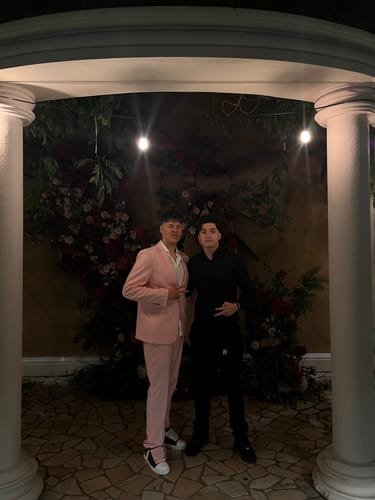 Customer photo review of Men's 3-Piece Paisley Stylish Pink Suit for Men