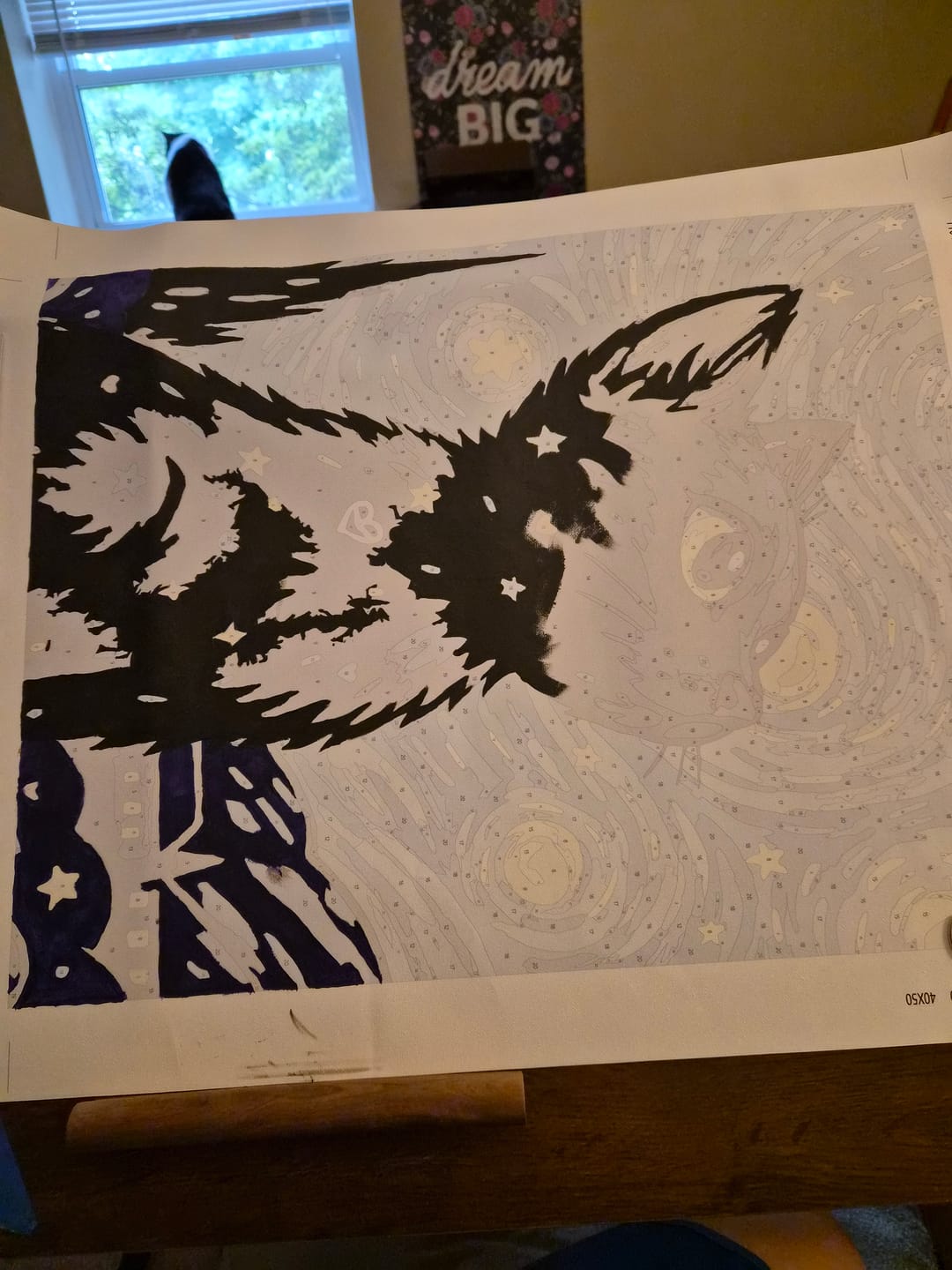 Customer photo review of Cat at the Starry Night | Paint by Number