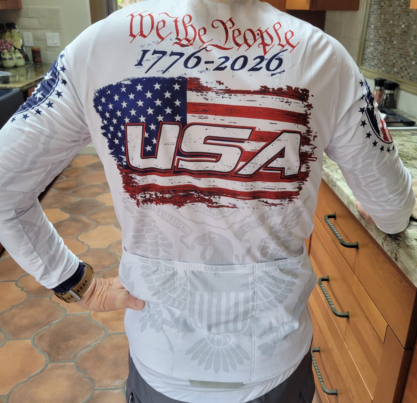 Customer photo review of Men’s Personalized USA 1776–2026 We The People Cycling Jersey & Kit