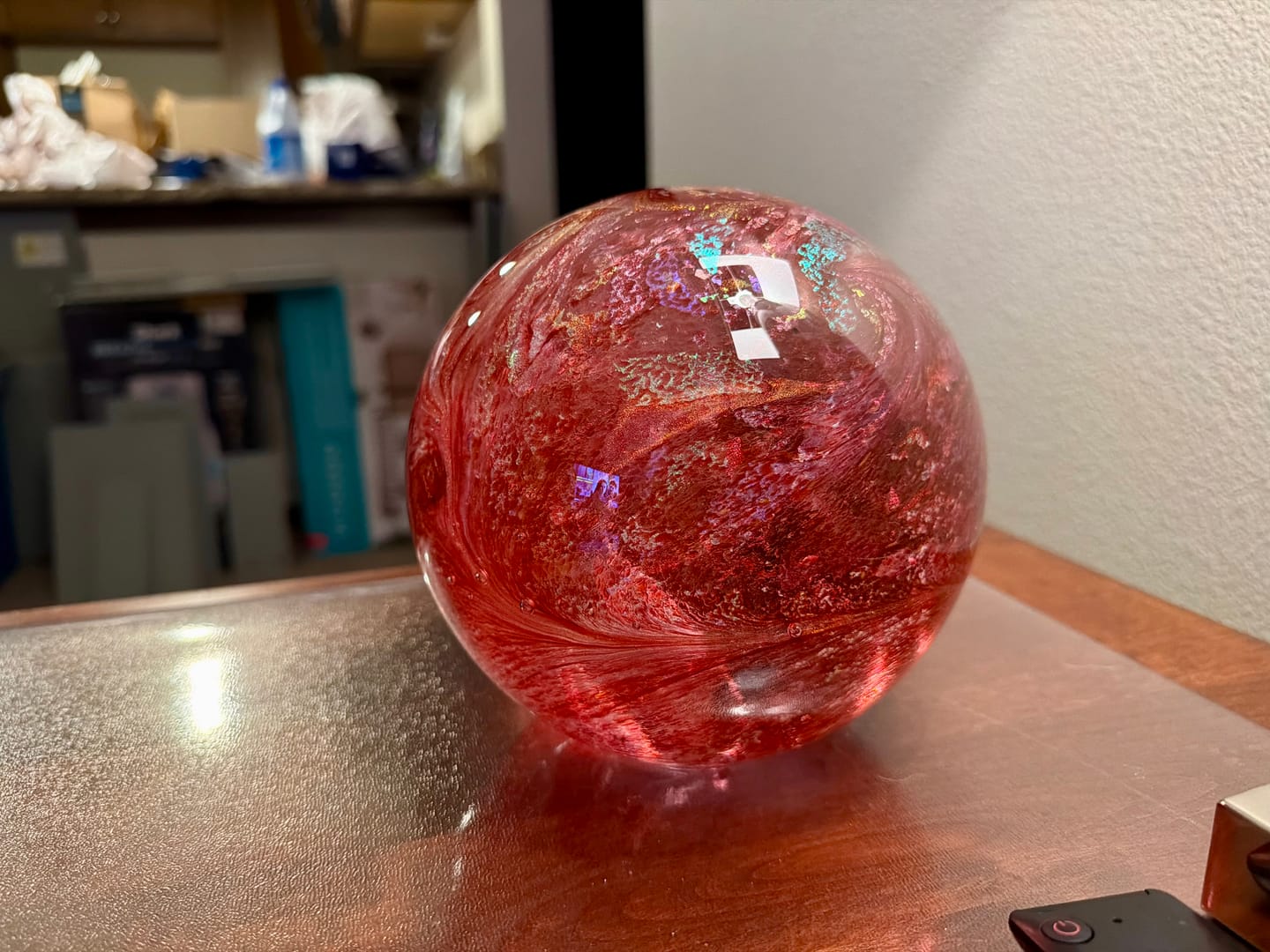 Customer photo review of Dichroic Explosion Orb with Cremation Ash