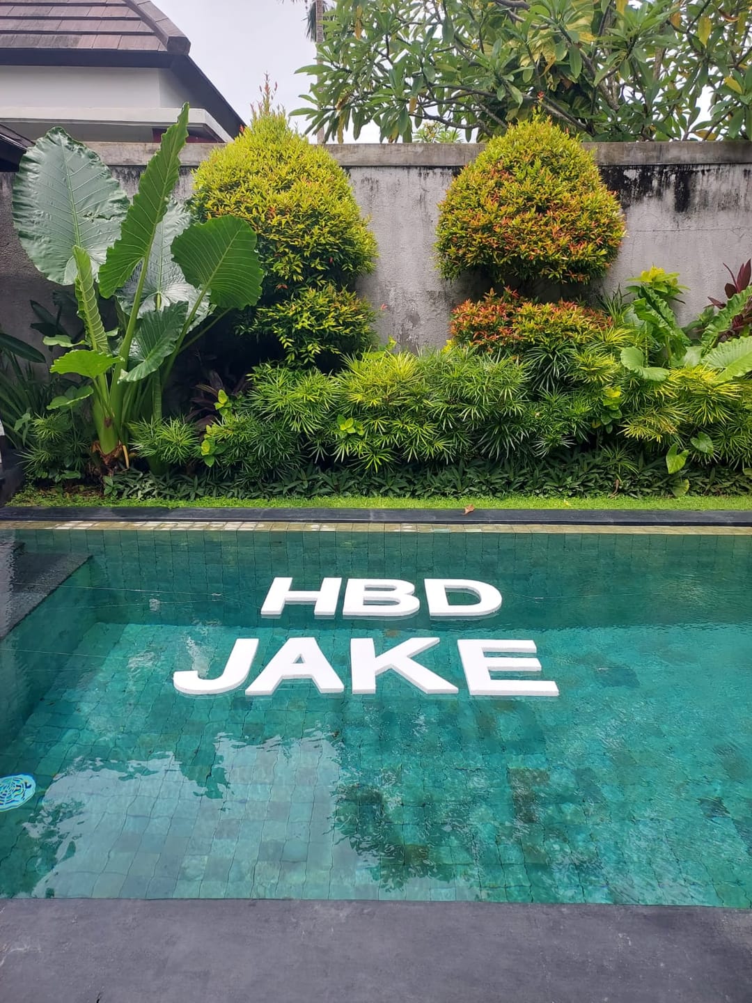 Customer photo review of Floating Letters – Custom Pool Message Setup