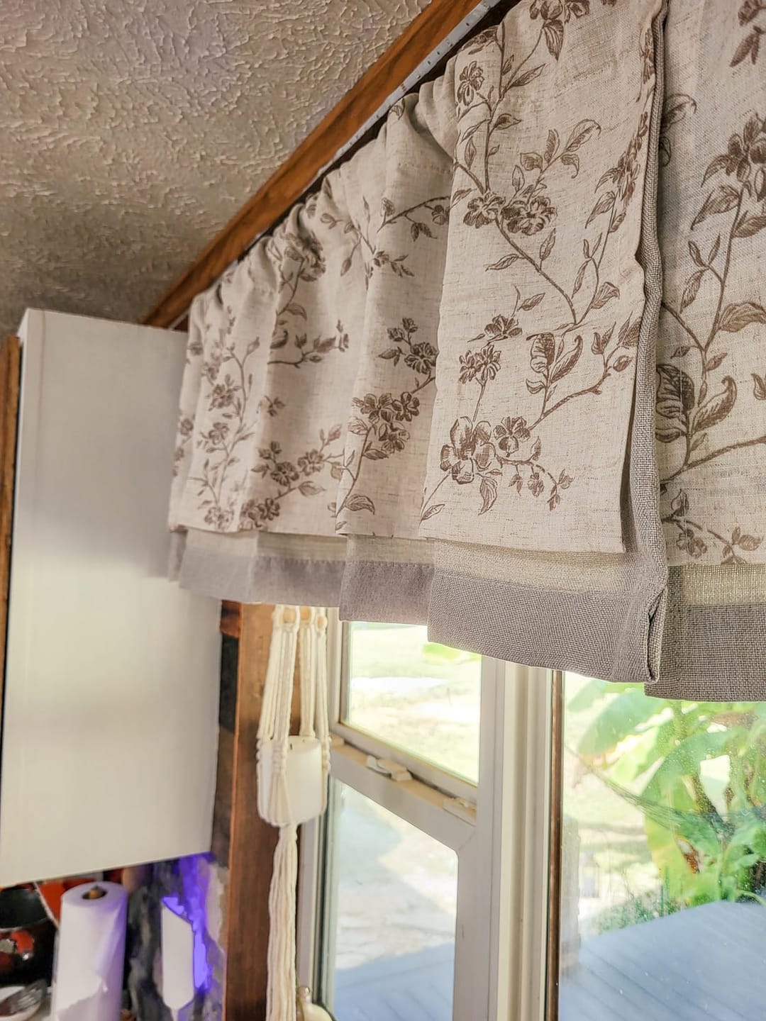 Customer photo review of Maroon Floral Double Layer Linen Valance