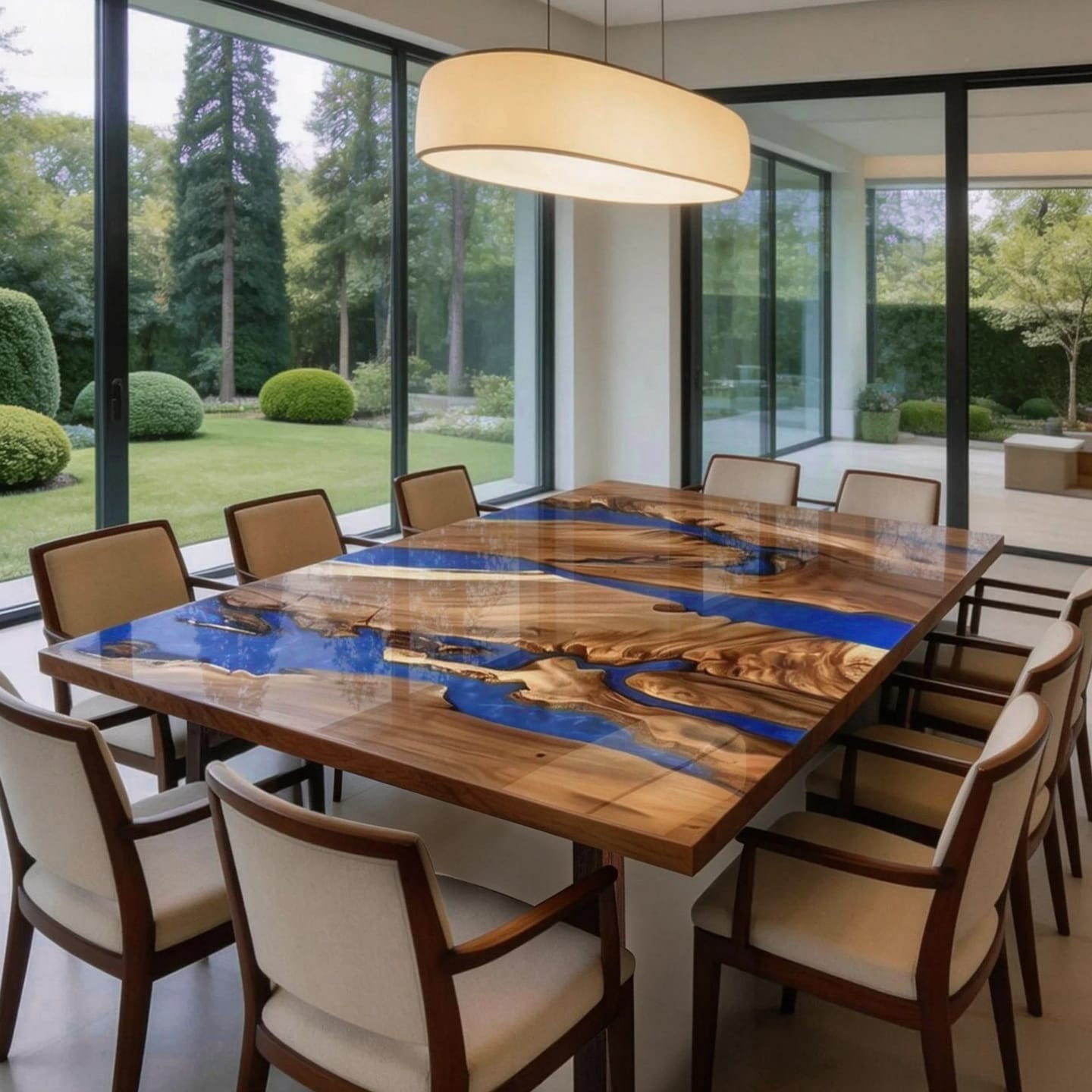 Customer photo review of Black Walnut Wood River Resin Epoxy Table for Dining & Conference Table CT50