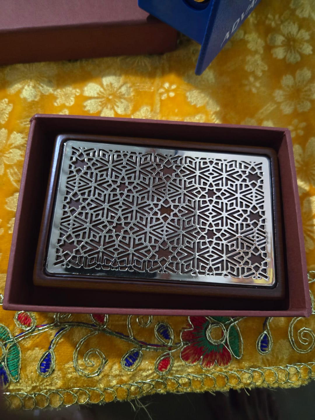 Customer photo review of Business Card Holder - Teakwood Mesh