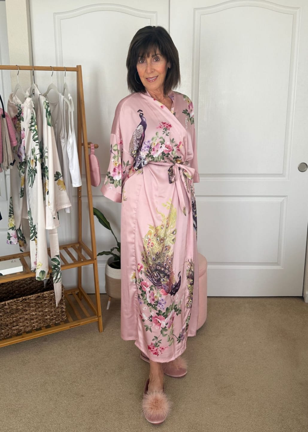 Customer photo review of Peacock Pink Kimono Robe