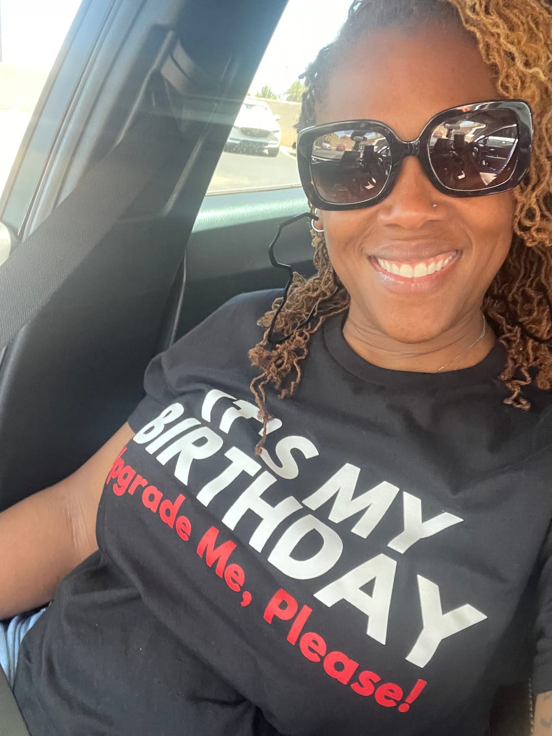 Customer photo review of Upgrade Me, Please! Black Unisex T-Shirt