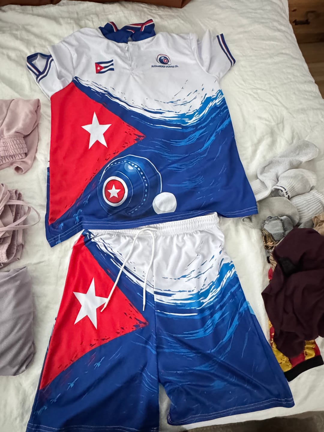 Customer photo review of Maxcorners Cuba Lawn Bowls Personalized Polo Shirt & Shorts Set